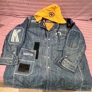 Evisu padded Jean Shirt , XXL, cotton. Show wear, see pictures in detail